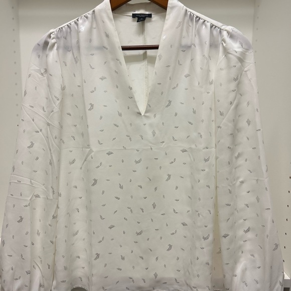 Ann Taylor Tops - Ann Taylor White Patterned Blouse